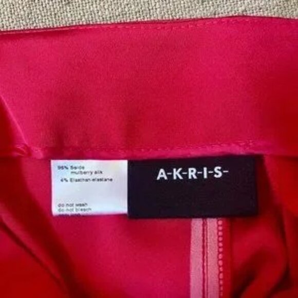 AKRIS Melissa Barbie Pink Silk Trouser Pant Fuscia Straight Leg RARE size 2 - Picture 9 of 15